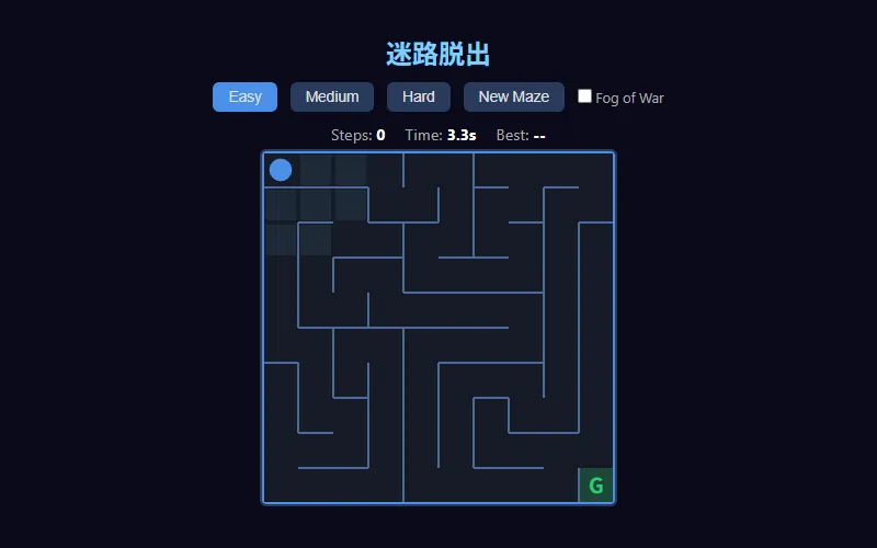 迷路脱出のプレイ画面